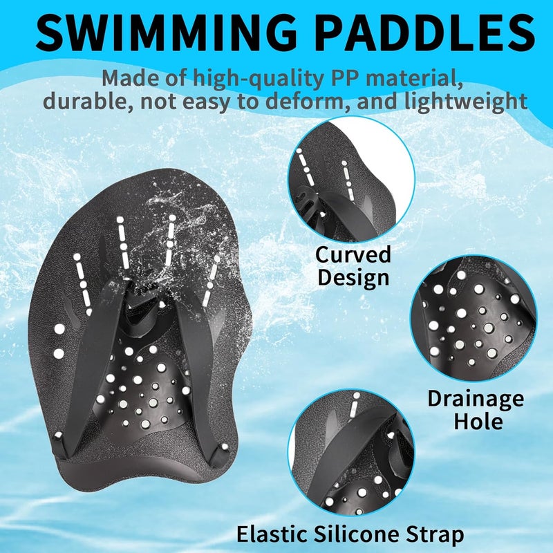 MCSDFN 2 Pcs Swim Hand Paddles, Swim Paddles with Adjustable Straps for Lap Swimming Training Hand Paddles for Novice and Professional Use - Image 4